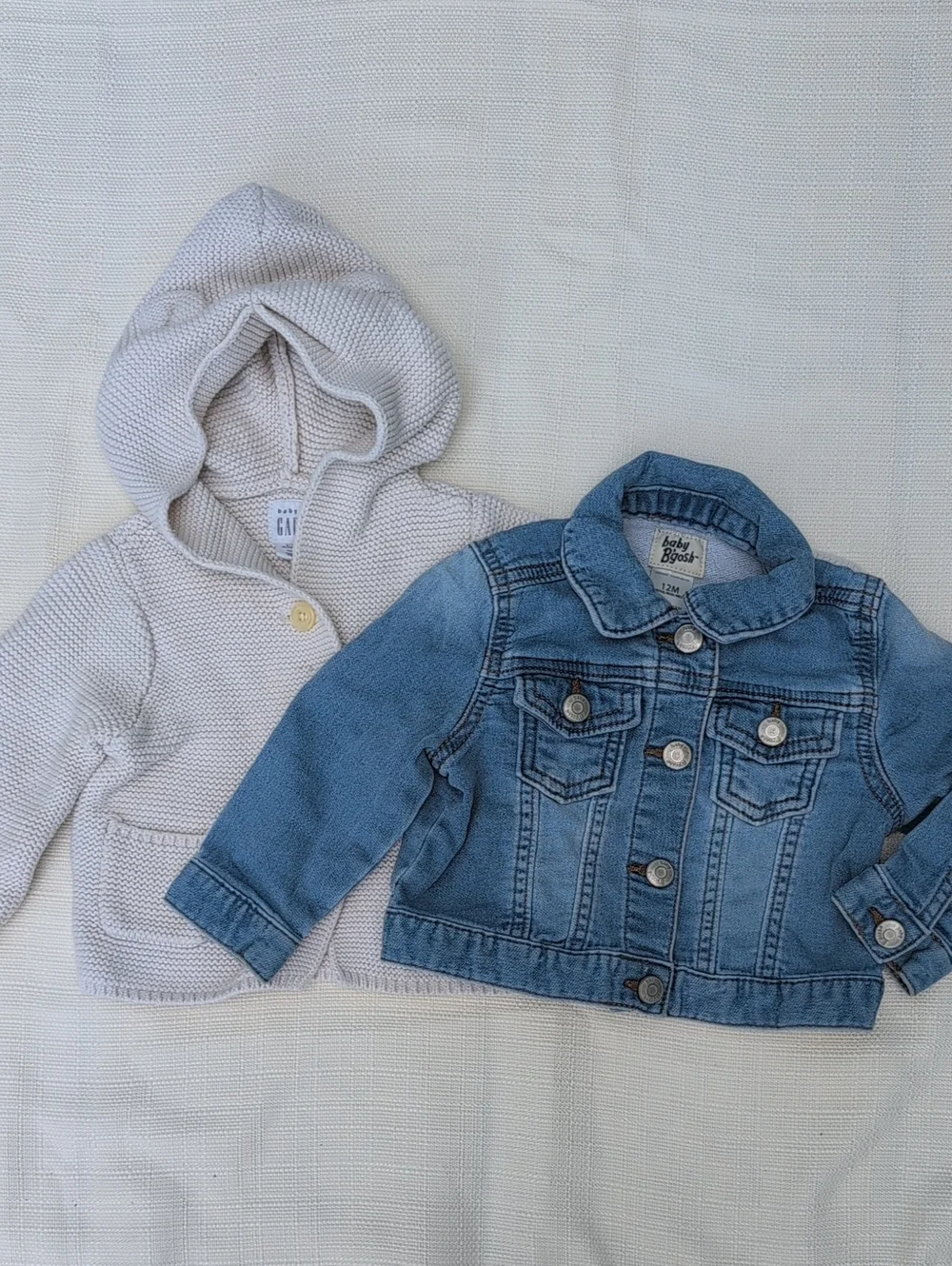 Set Of Two Baby Jackets - Denim, Knit Bear Hood - Size 6-12 Months